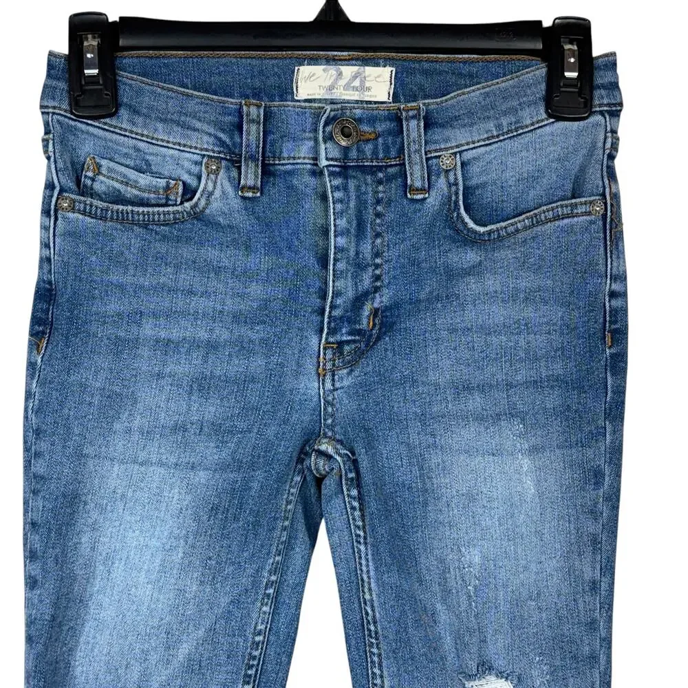 Free People SZ 24 Great Heights Jeans Distressed Low-Rise Frayed Hem We The Free - Picture 2 of 11